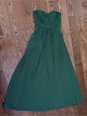 Emerald Green Chiffon Strapless Maxi Dress